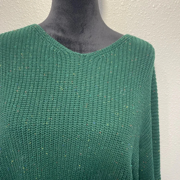 Andrée by Unit Forest Green Speckled Oversized Knit Sweater - Size Large - Picture 3 of 8